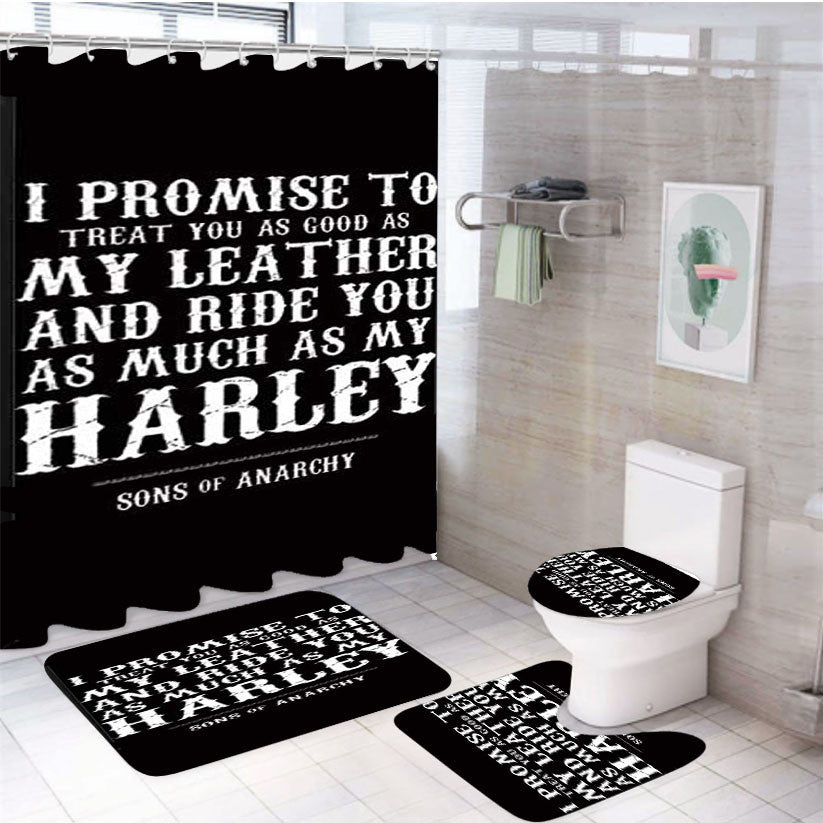 Sons Of Anarchy Promise 4Pcs Bathroom Non-Slip Rugs Shower Curtain Fabric Waterproof