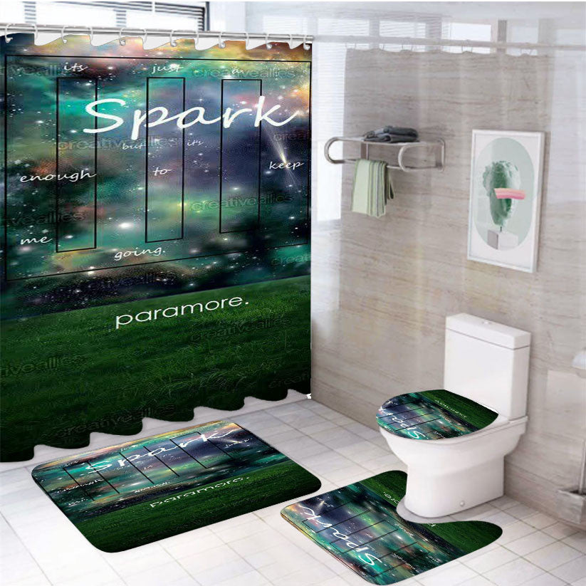 Spark Paramore 4Pcs Bathroom Non-Slip Rugs Shower Curtain Fabric Waterproof