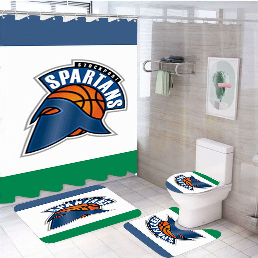 Spartnas Stockport 4Pcs Bathroom Non-Slip Rugs Shower Curtain Fabric Waterproof