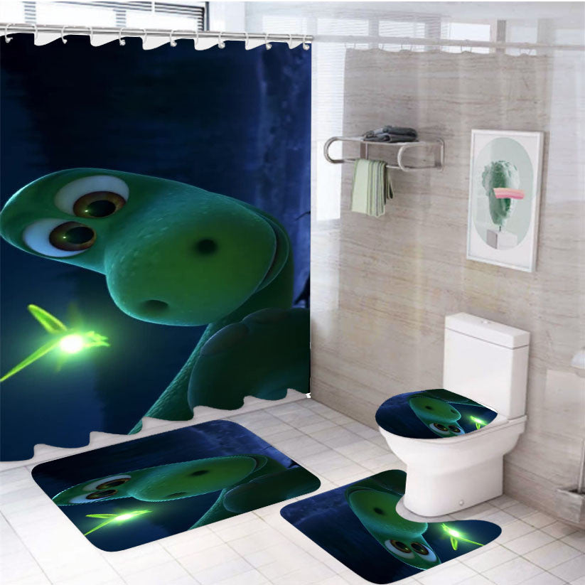 Speachless The Good Dinosaur Disney 4Pcs Bathroom Non-Slip Rugs Shower Curtain Fabric Waterproof