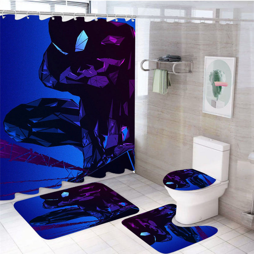 Spiderman Vector 4Pcs Bathroom Non-Slip Rugs Shower Curtain Fabric Waterproof