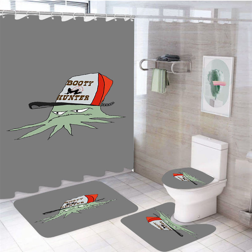 Squidbillies 2 4Pcs Bathroom Non-Slip Rugs Shower Curtain Fabric Waterproof