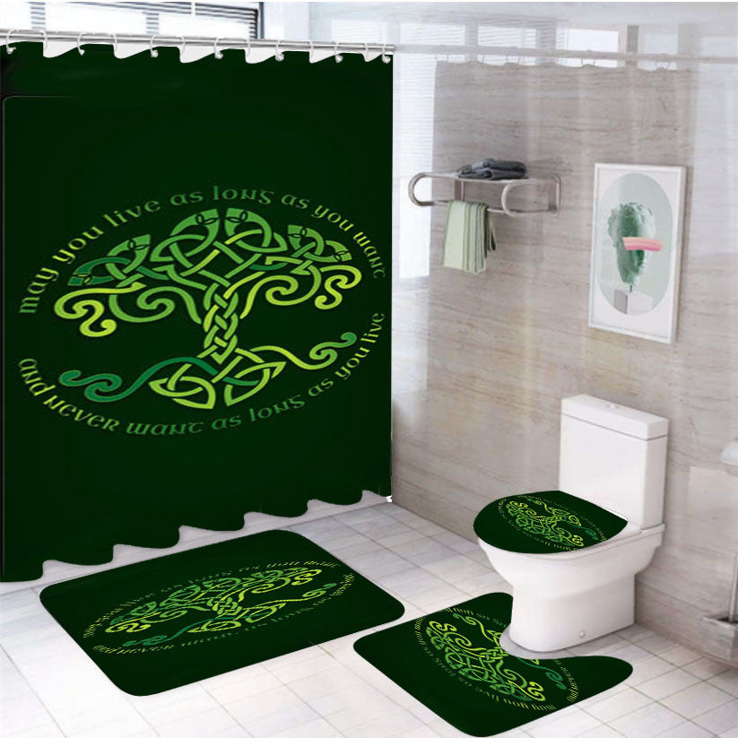 St Patricks Day Quotes 4Pcs Bathroom Non-Slip Rugs Shower Curtain Fabric Waterproof