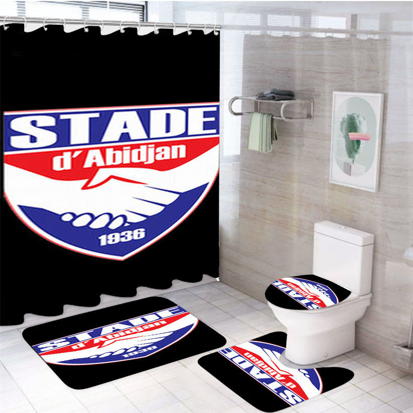 Stade D Abidjan 4Pcs Bathroom Non-Slip Rugs Shower Curtain Fabric Waterproof