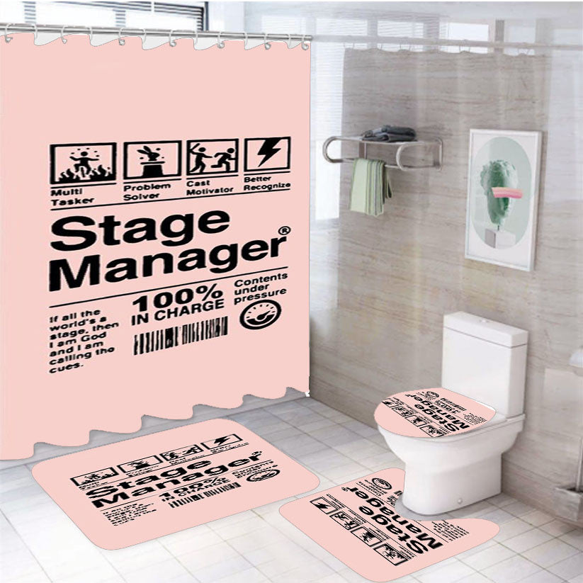 Stage Manager Musical Theatre Thespian Christmas Gift 4Pcs Bathroom Non-Slip Rugs Shower Curtain Fabric Waterproof