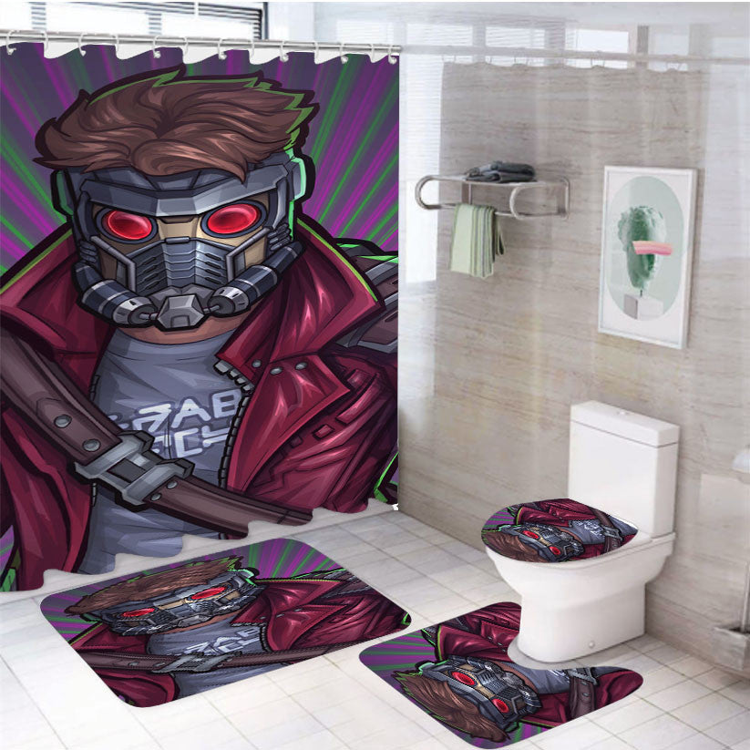 Star Lords Art Guardians Of The Galaxy 4Pcs Bathroom Non-Slip Rugs Shower Curtain Fabric Waterproof