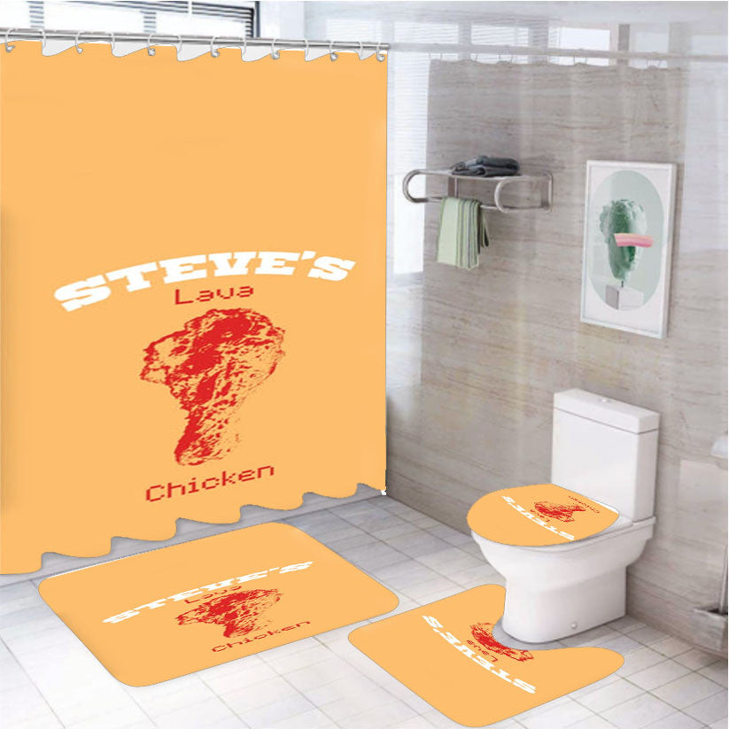 Steve'S Lava Chicken 4Pcs Bathroom Non-Slip Rugs Shower Curtain Fabric Waterproof