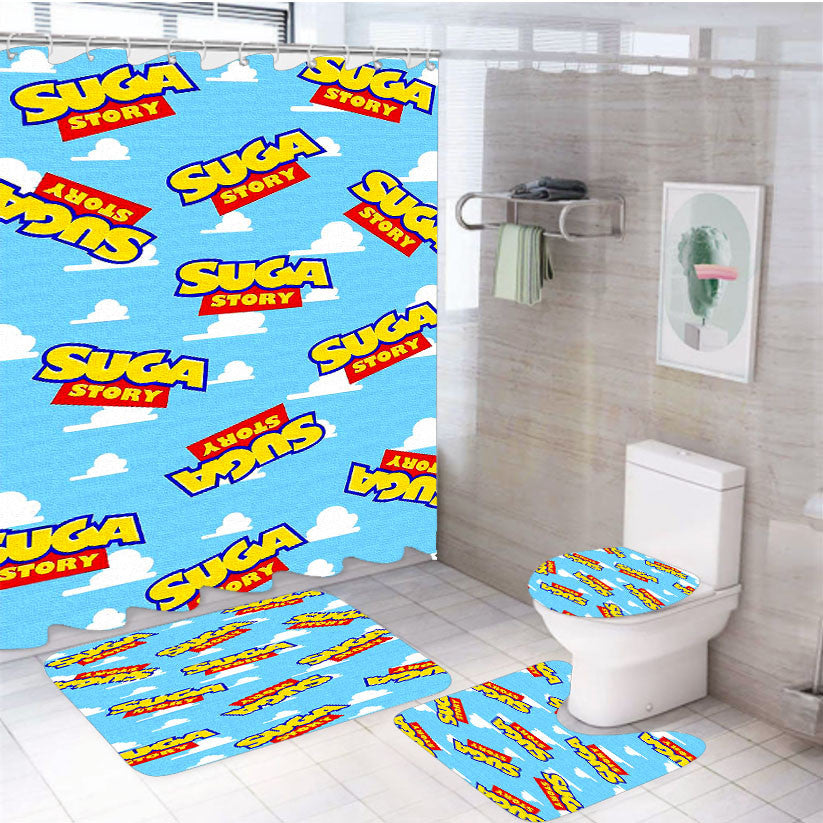 Suga Toy Story 4Pcs Bathroom Non-Slip Rugs Shower Curtain Fabric Waterproof