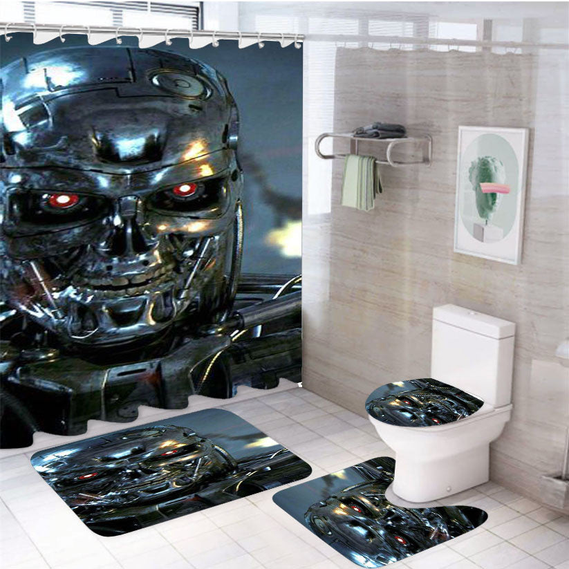 Terminator Genisys Monster 4Pcs Bathroom Non-Slip Rugs Shower Curtain Fabric Waterproof