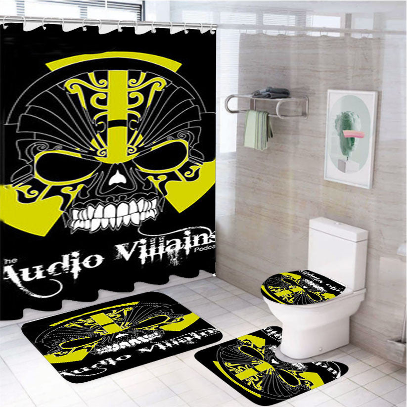 The Audio Villains Podcast 4Pcs Bathroom Non-Slip Rugs Shower Curtain Fabric Waterproof