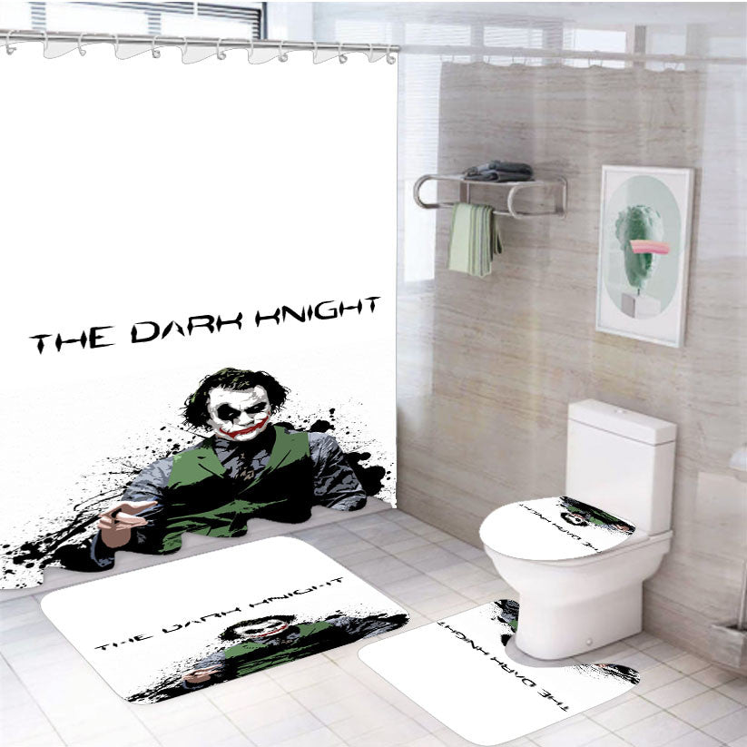 The Dark Knight Joker 4Pcs Bathroom Non-Slip Rugs Shower Curtain Fabric Waterproof