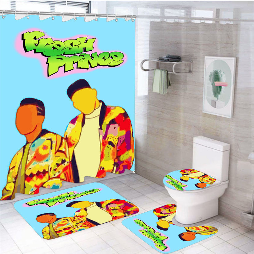 The Fresh Prince Of Bel Air Aesthetic 4Pcs Bathroom Non-Slip Rugs Shower Curtain Fabric Waterproof