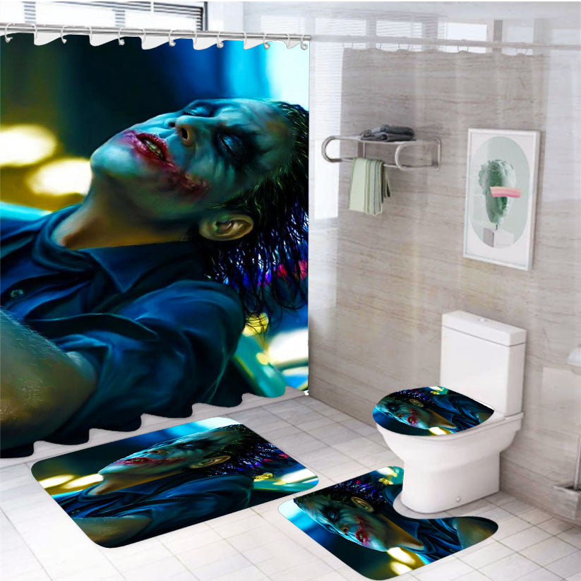 The Joker Batman Villain 4Pcs Bathroom Non-Slip Rugs Shower Curtain Fabric Waterproof