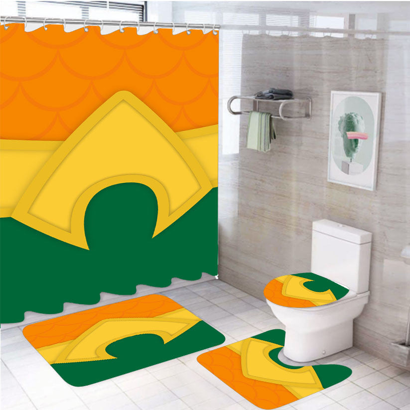The Justice League Aquaman 4Pcs Bathroom Non-Slip Rugs Shower Curtain Fabric Waterproof