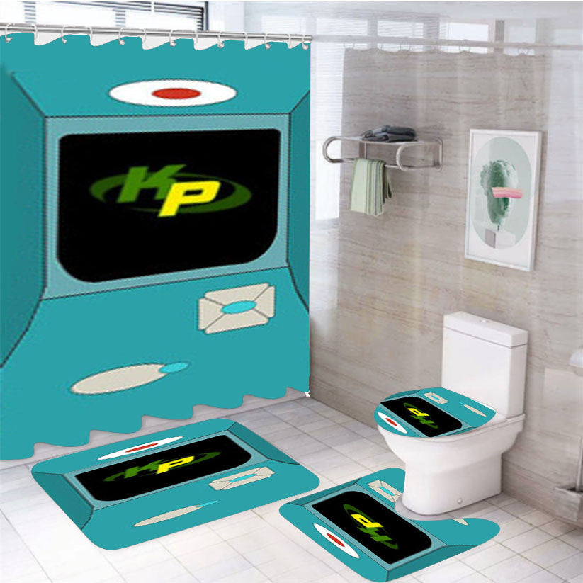 The Kimmunicator Kim Possible 4Pcs Bathroom Non-Slip Rugs Shower Curtain Fabric Waterproof
