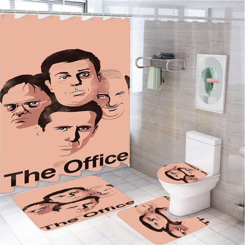 The Office Serial Movie 4Pcs Bathroom Non-Slip Rugs Shower Curtain Fabric Waterproof