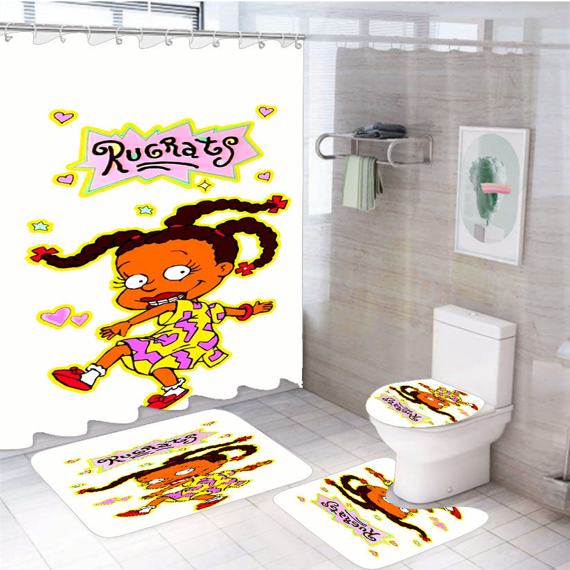 The Rugrats Susie Carmichael Dance 4Pcs Bathroom Non-Slip Rugs Shower Curtain Fabric Waterproof