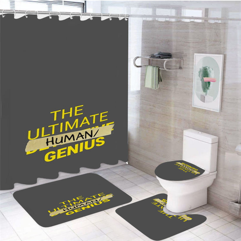 The Ultimate Human Genius - B99 4Pcs Bathroom Non-Slip Rugs Shower Curtain Fabric Waterproof