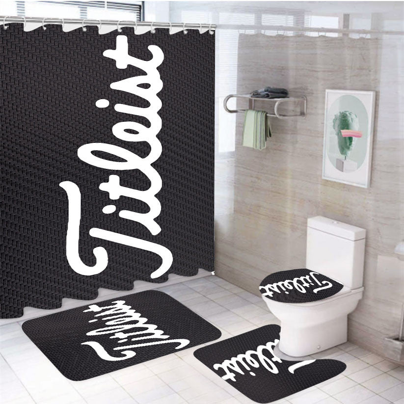 Titleist Illest 4Pcs Bathroom Non-Slip Rugs Shower Curtain Fabric Waterproof