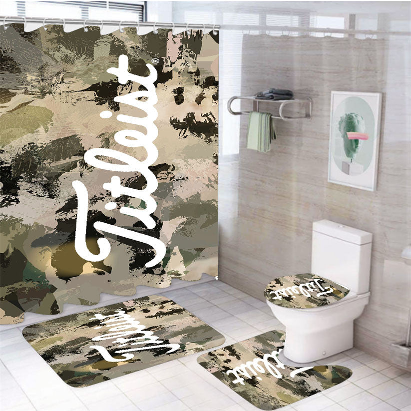 Titleist Illest Camouflage Wallpaper 4Pcs Bathroom Non-Slip Rugs Shower Curtain Fabric Waterproof