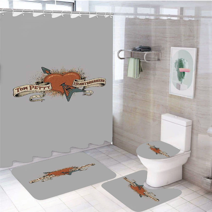Tom Petty And The Heartbreakers 4Pcs Bathroom Non-Slip Rugs Shower Curtain Fabric Waterproof