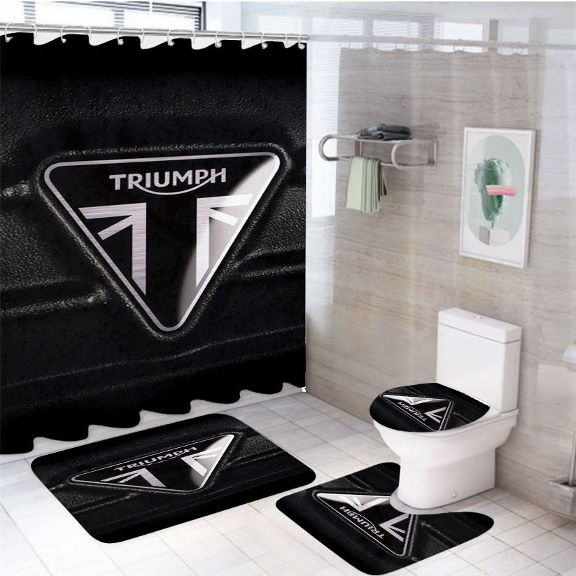 Triumph 4Pcs Bathroom Non-Slip Rugs Shower Curtain Fabric Waterproof