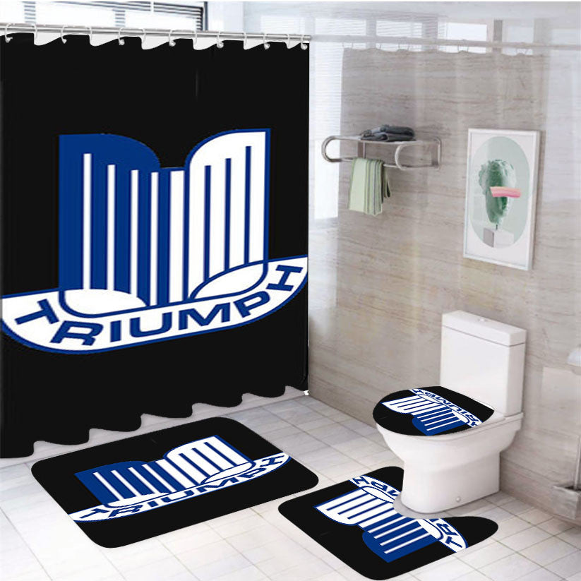 Triumph Logo Dark Grey 4Pcs Bathroom Non-Slip Rugs Shower Curtain Fabric Waterproof
