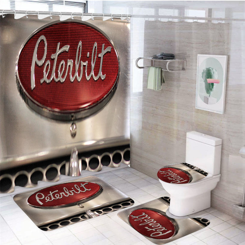 Truck Peterbilt 4Pcs Bathroom Non-Slip Rugs Shower Curtain Fabric Waterproof
