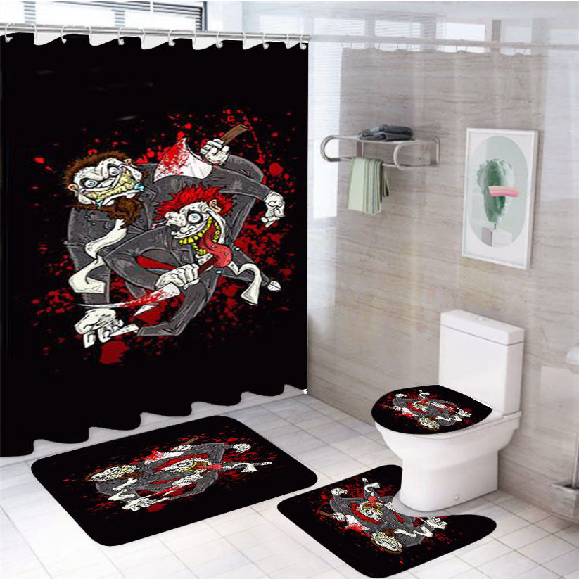 Twiztid Bloody Toons 4Pcs Bathroom Non-Slip Rugs Shower Curtain Fabric Waterproof