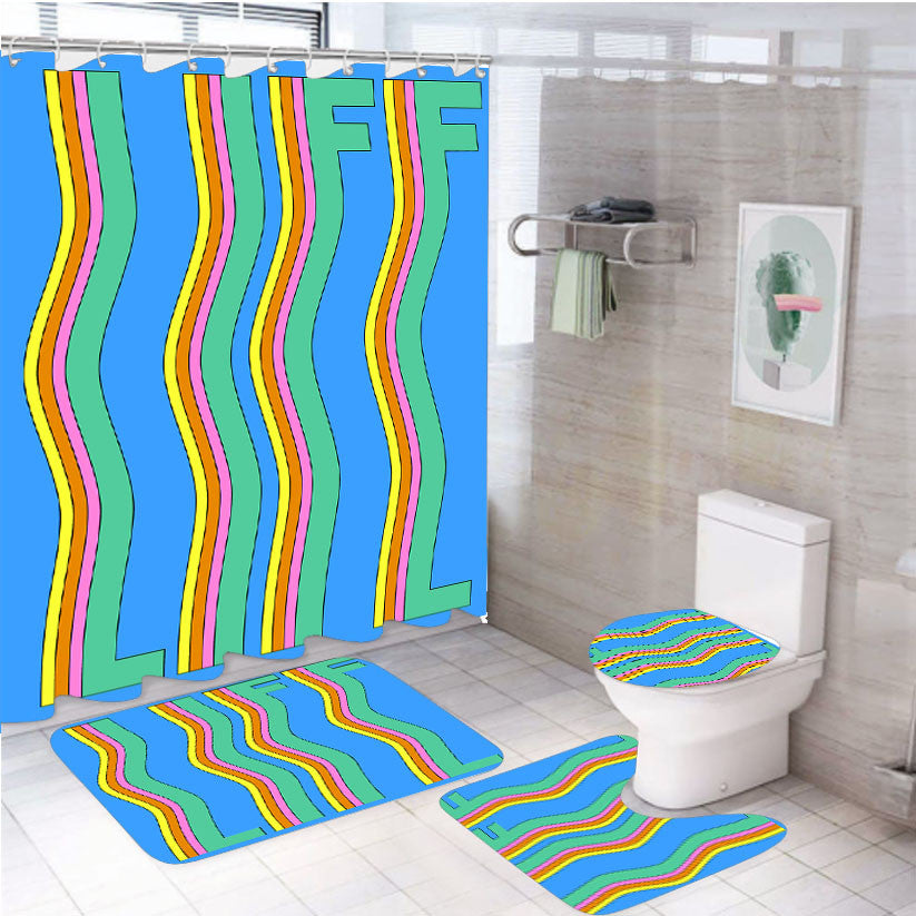 Tyler Oakley Life Minimalist Wallpaper 4Pcs Bathroom Non-Slip Rugs Shower Curtain Fabric Waterproof