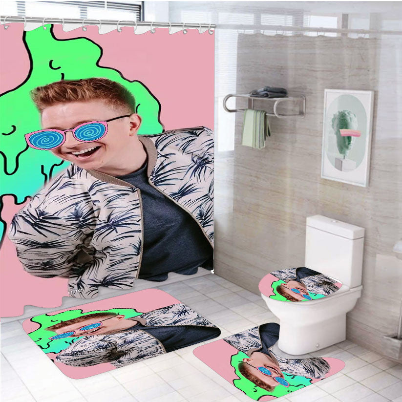 Tyler Oakley Photo Wallpaper 4Pcs Bathroom Non-Slip Rugs Shower Curtain Fabric Waterproof