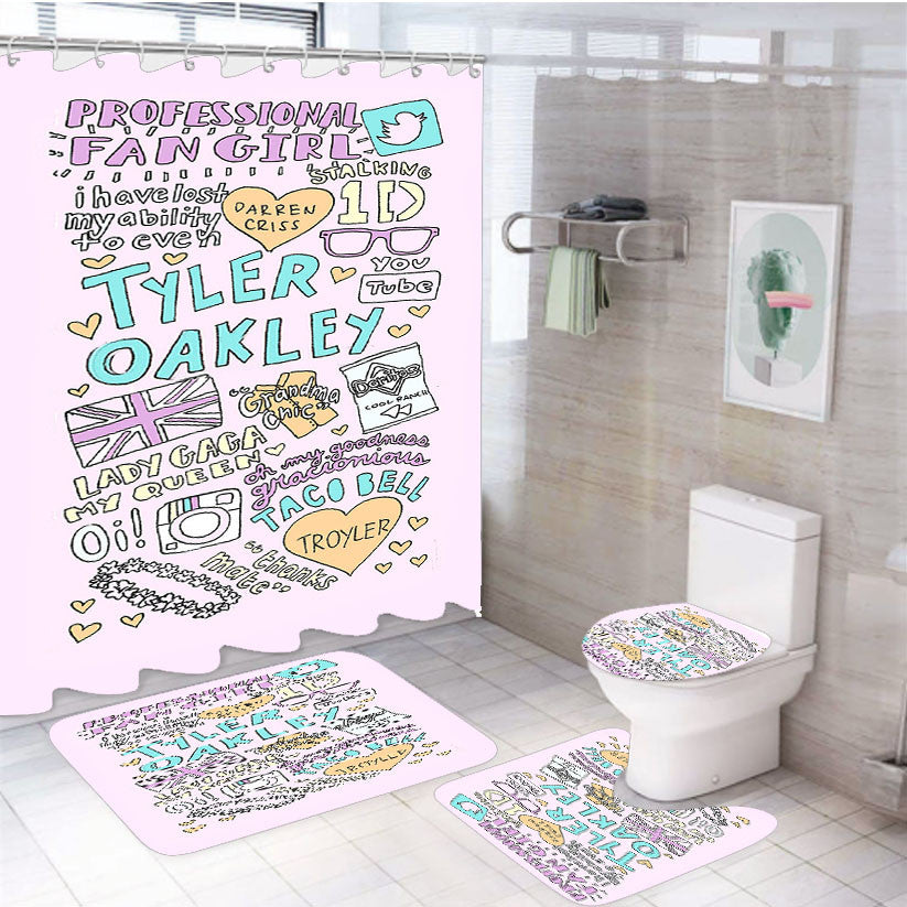 Tyler Oakley Quotes 4Pcs Bathroom Non-Slip Rugs Shower Curtain Fabric Waterproof