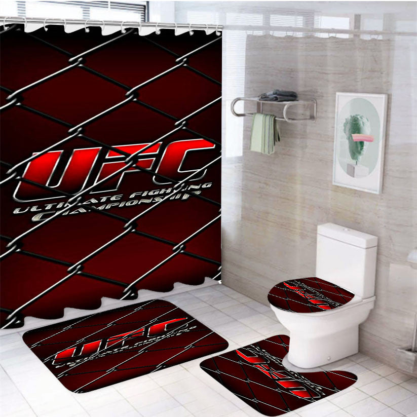 Ufc Ultimate Fight Champion 4Pcs Bathroom Non-Slip Rugs Shower Curtain Fabric Waterproof