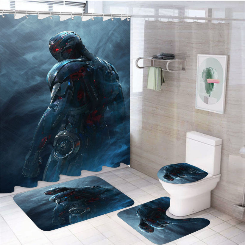 Ultron Avengers Age Of Ultron Avengers 4Pcs Bathroom Non-Slip Rugs Shower Curtain Fabric Waterproof