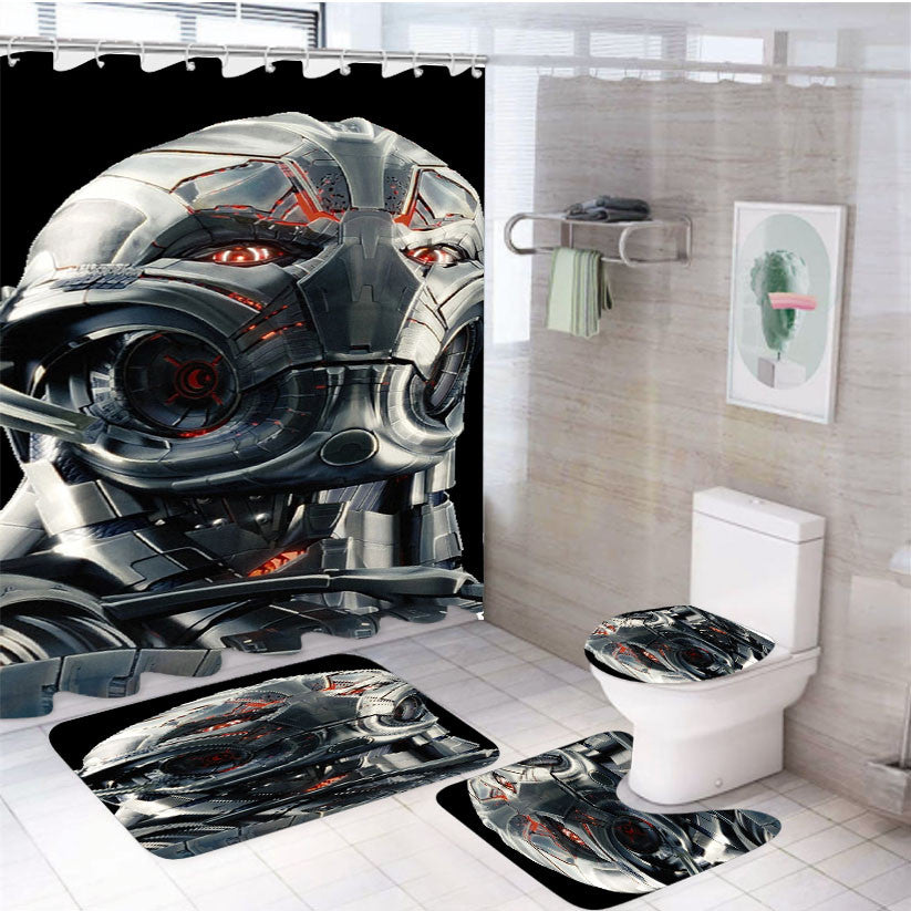 Ultron Marvel Avengers 4Pcs Bathroom Non-Slip Rugs Shower Curtain Fabric Waterproof