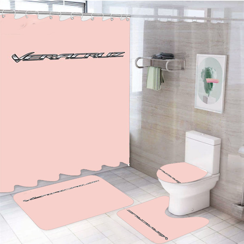 Veracruz Mexican 4Pcs Bathroom Non-Slip Rugs Shower Curtain Fabric Waterproof