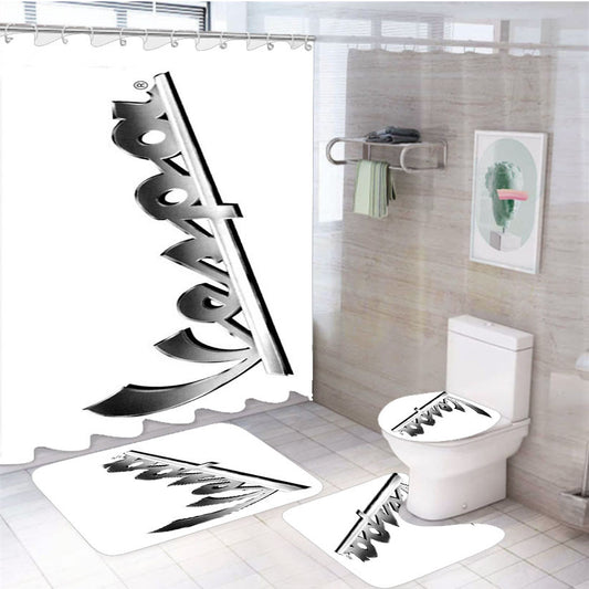 Vespa Logo'S 4Pcs Bathroom Non-Slip Rugs Shower Curtain Fabric Waterproof