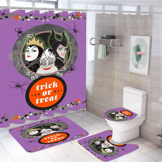 Villain Trick Or Treat 4Pcs Bathroom Non-Slip Rugs Shower Curtain Fabric Waterproof