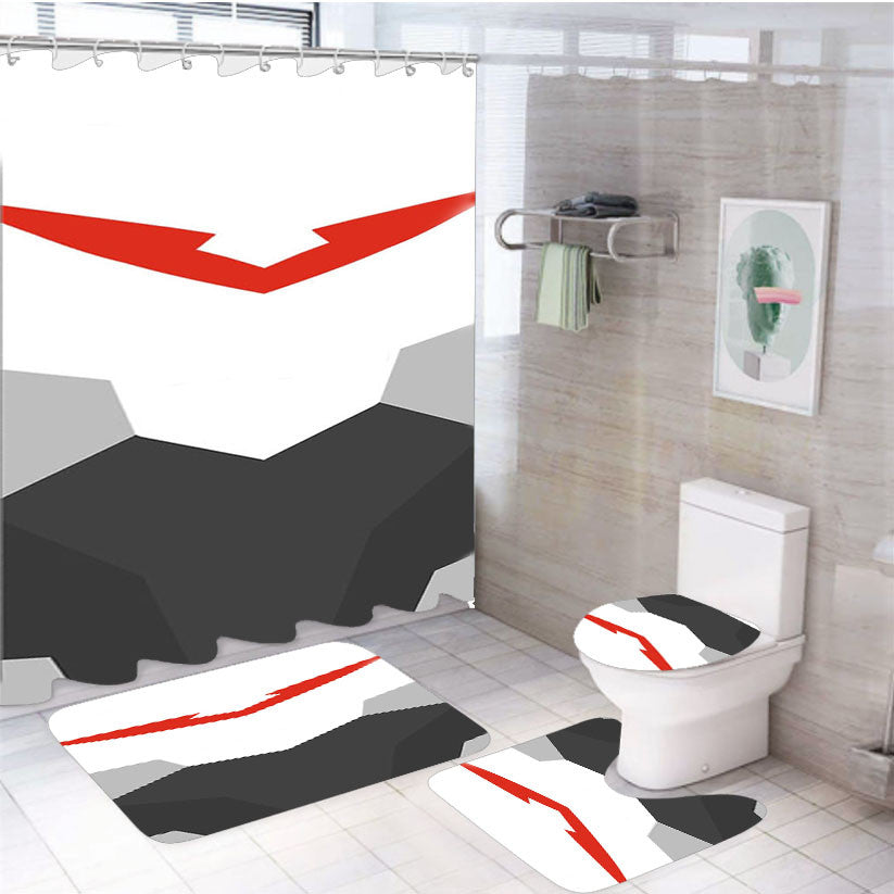 Voltron Keith Armor 4Pcs Bathroom Non-Slip Rugs Shower Curtain Fabric Waterproof