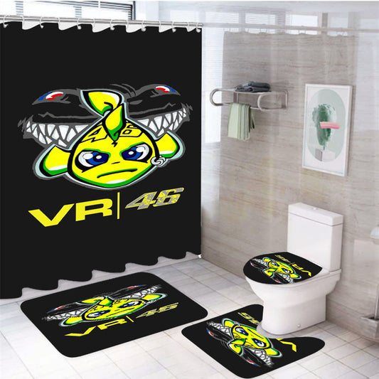 Vr 46 Black Shark Wallpaper 4Pcs Bathroom Non-Slip Rugs Shower Curtain Fabric Waterproof