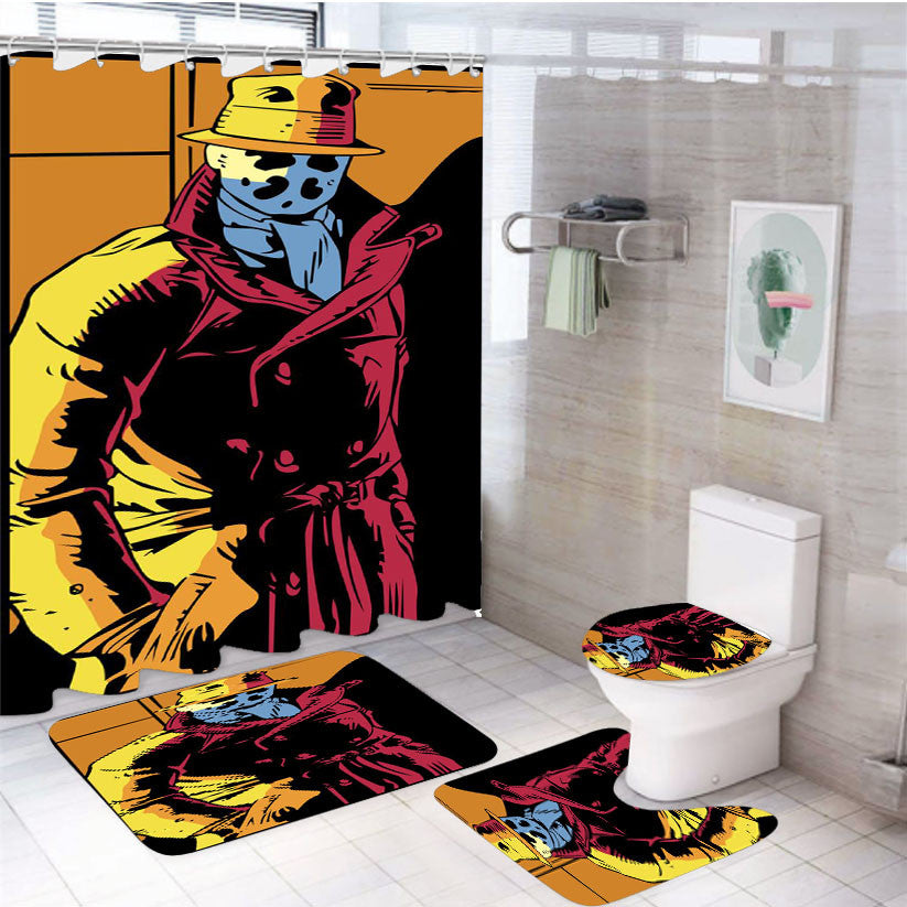 Watchmen Dc Comics 4Pcs Bathroom Non-Slip Rugs Shower Curtain Fabric Waterproof