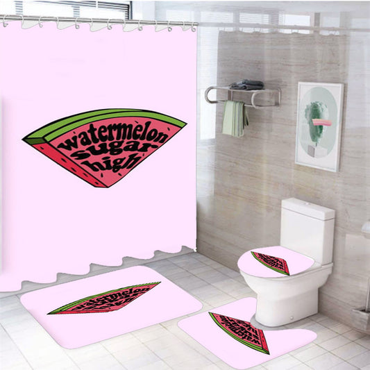 Watermelon Sugar High - Harry 4Pcs Bathroom Non-Slip Rugs Shower Curtain Fabric Waterproof
