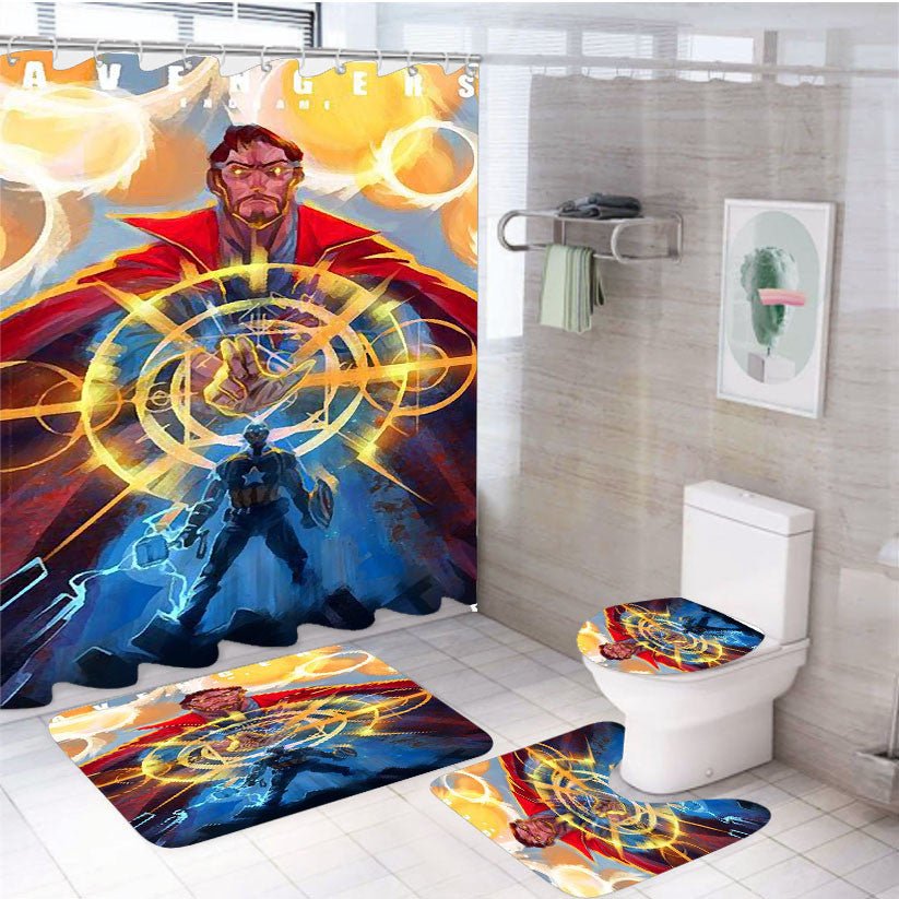 We Need Doctor Doctor Strange Captein America 4Pcs Bathroom Non-Slip Rugs Shower Curtain Fabric Waterproof