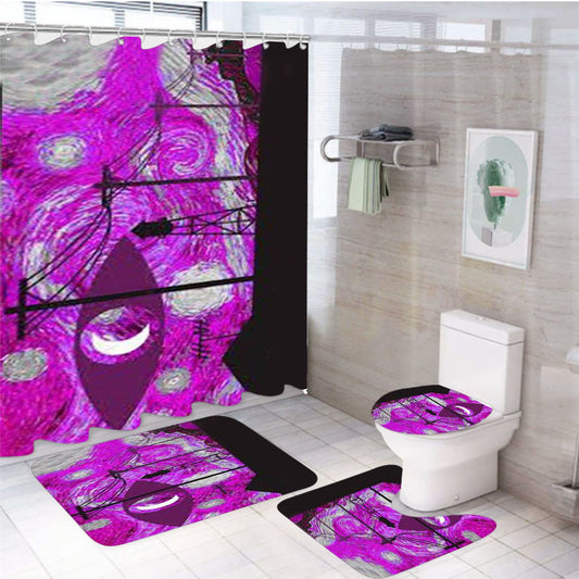Welcome To Night Vale Starry Night 4Pcs Bathroom Non-Slip Rugs Shower Curtain Fabric Waterproof