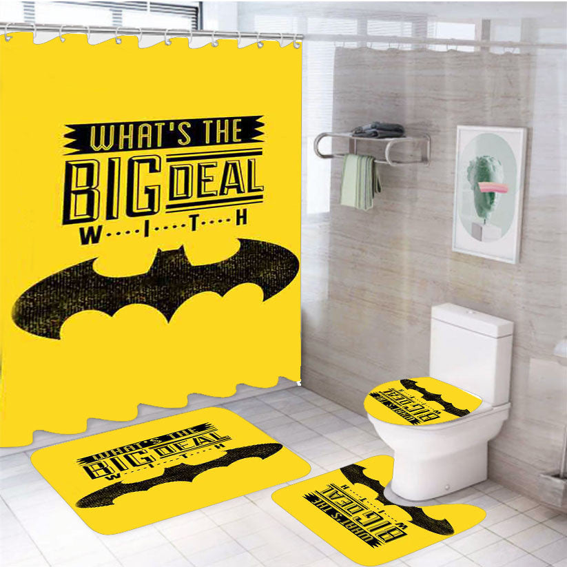 What'S The Big Deal With Batman 4Pcs Bathroom Non-Slip Rugs Shower Curtain Fabric Waterproof