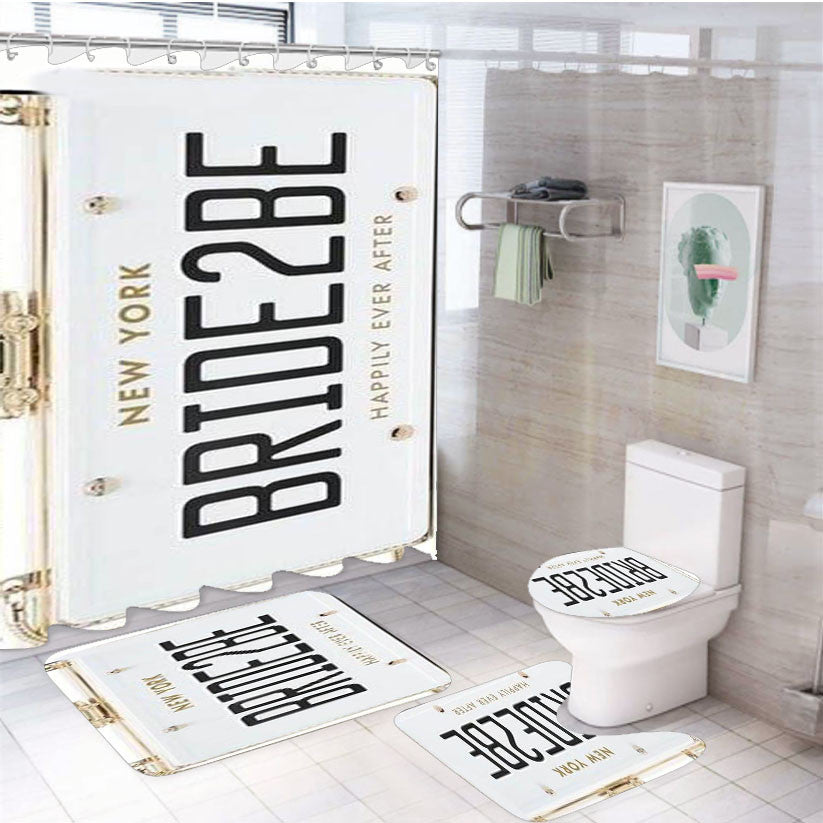 White Clutches Kate Spade 4Pcs Bathroom Non-Slip Rugs Shower Curtain Fabric Waterproof