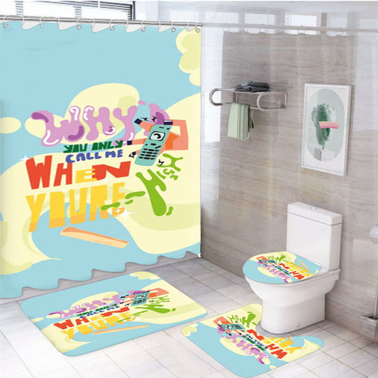 Why'D You Only Call Me When You'Re High - Arctic Monkeys 4Pcs Bathroom Non-Slip Rugs Shower Curtain Fabric Waterproof