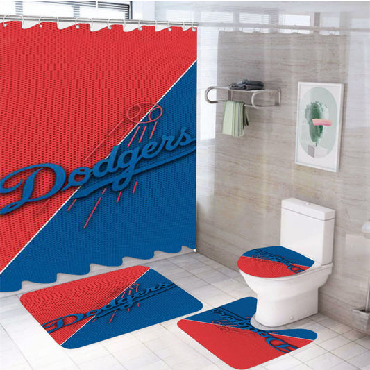 Without Truck 4Pcs Bathroom Non-Slip Rugs Shower Curtain Fabric Waterproof