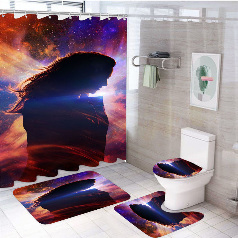 X Men Dark Phoenix 4Pcs Bathroom Non-Slip Rugs Shower Curtain Fabric Waterproof