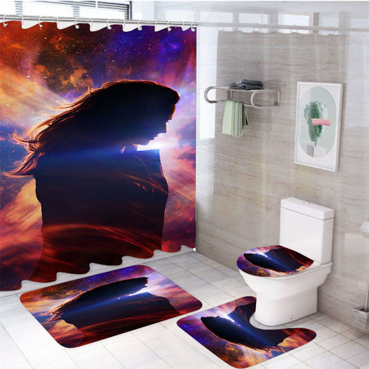 X Men Dark Phoenix 4Pcs Bathroom Non-Slip Rugs Shower Curtain Fabric Waterproof
